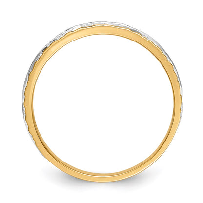 14K Yellow Gold And Rhodium Aa Quality 1/20 Carat Diamond Trio Ladies Complete Wedding Band