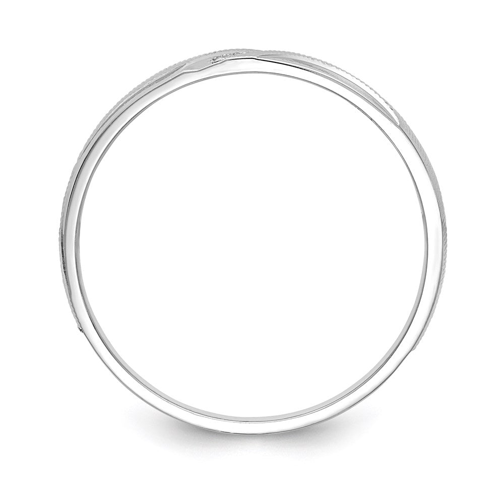 14K White Gold Aa Quality 1/20 Carat Diamond Trio Mens Complete Wedding Band