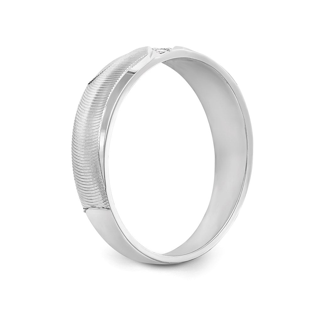 14K White Gold Aa Quality 1/20 Carat Diamond Trio Mens Complete Wedding Band