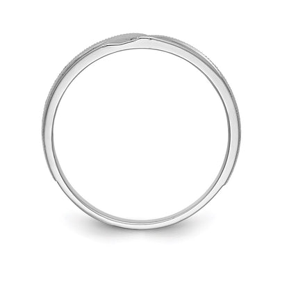 14K White Gold Aa Quality .02 Carat Diamond Trio Ladies Complete Wedding Band