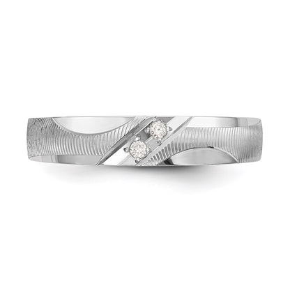 14K White Gold Aa Quality .02 Carat Diamond Trio Ladies Complete Wedding Band