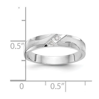 14K White Gold Aa Quality .02 Carat Diamond Trio Ladies Complete Wedding Band