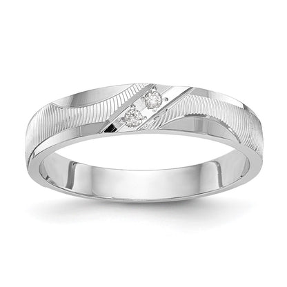 14K White Gold Aa Quality .02 Carat Diamond Trio Ladies Complete Wedding Band