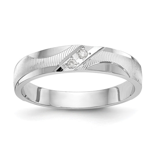 14K White Gold Aa Quality .02 Carat Diamond Trio Ladies Complete Wedding Band