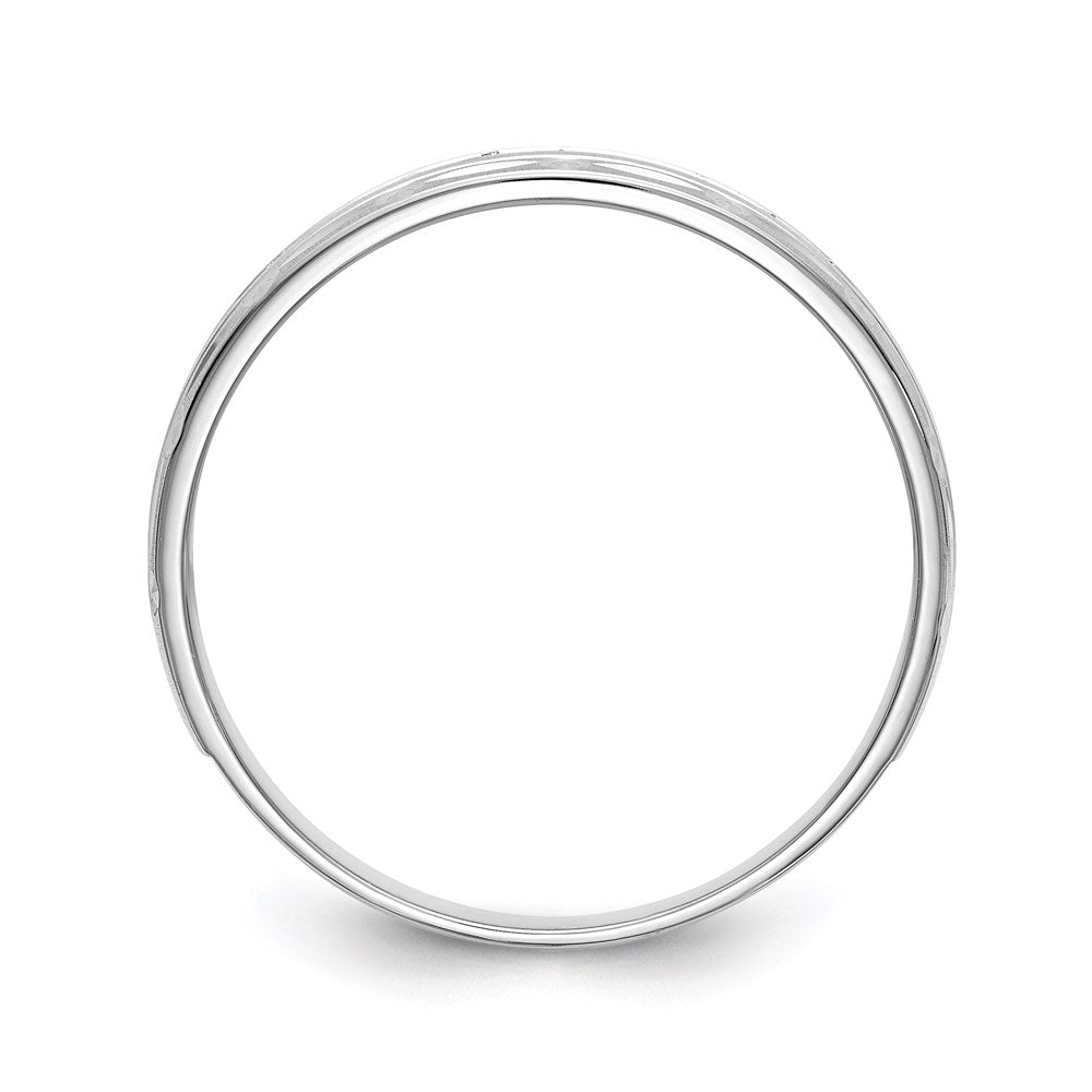 14K White Gold Aa Quality 1/10 Carat Diamond Trio Mens Complete Wedding Band