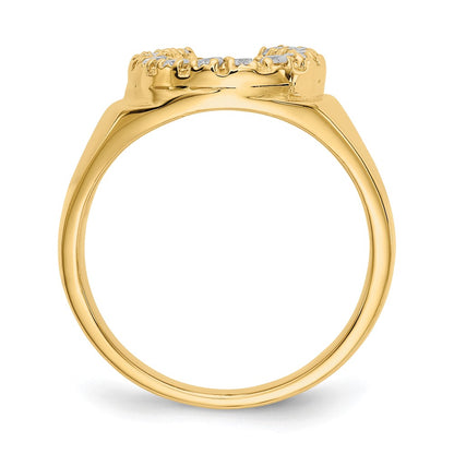 14K Yellow Gold AA Real Diamond Men's Horse shoe Ring
