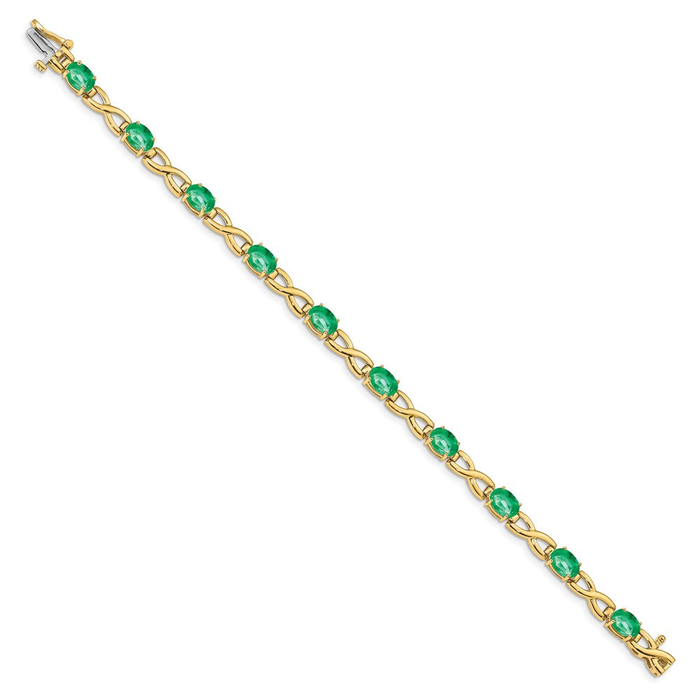 14K Yellow Gold 7X5mm Oval Emerald Bracelet