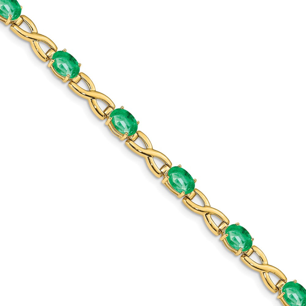 14K Yellow Gold 7X5mm Oval Emerald Bracelet