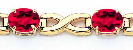 14K Yellow Gold 7X5mm Oval Ruby Bracelet