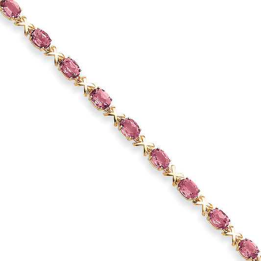 14K Yellow Gold 7X5mm Oval Ruby Bracelet