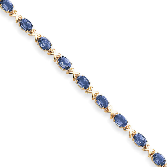 14K Yellow Gold 7X5mm Oval Sapphire Bracelet