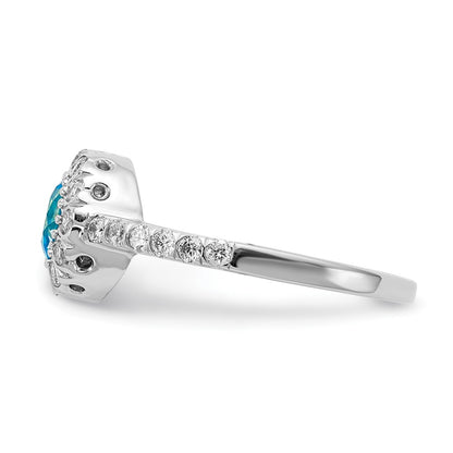 14k White Gold 5mm Blue Topaz VS Real Diamond ring