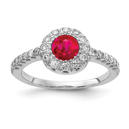 14k White Gold 5mm Ruby AA Real Diamond ring