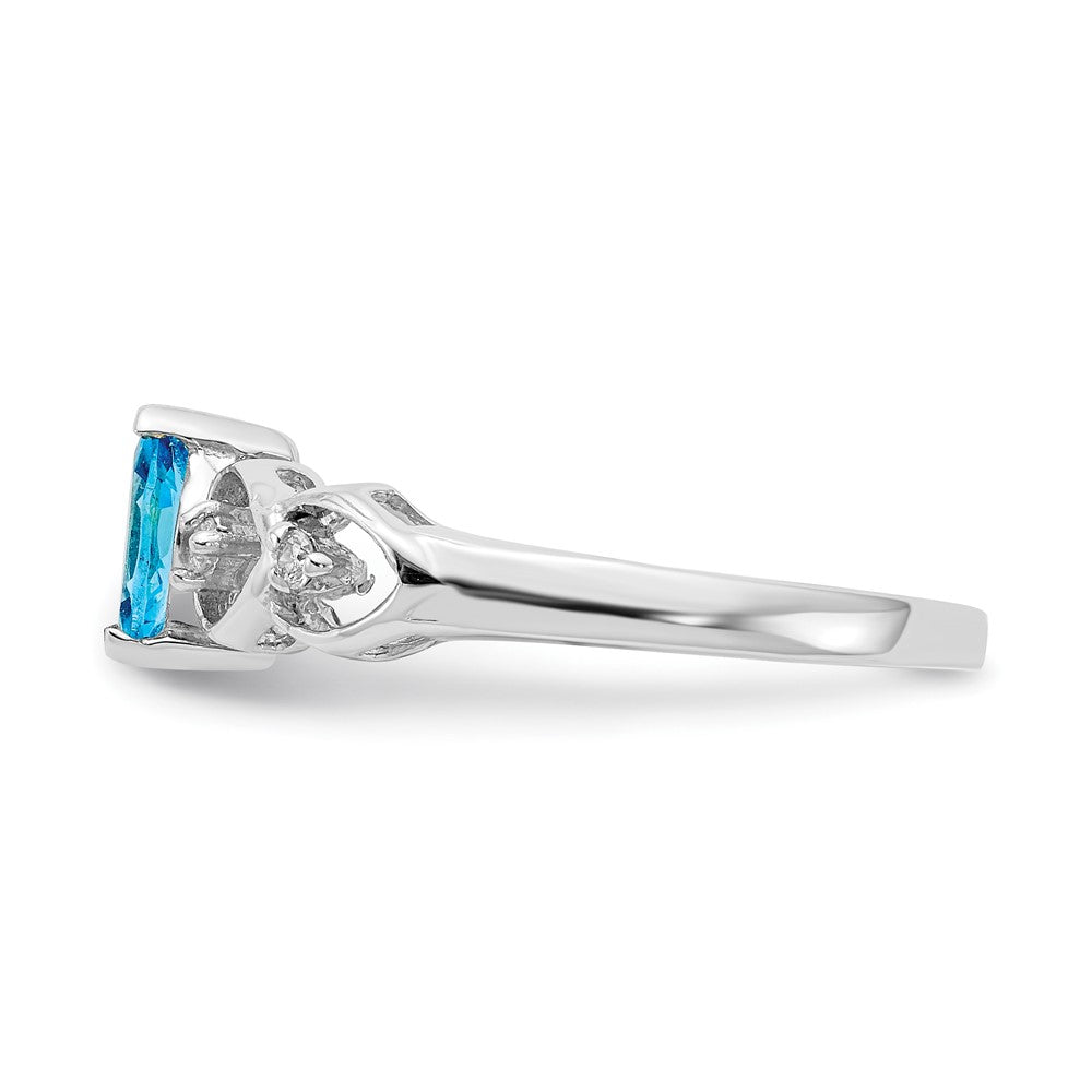 14k White Gold 6x3mm Marquise Blue Topaz A Real Diamond ring