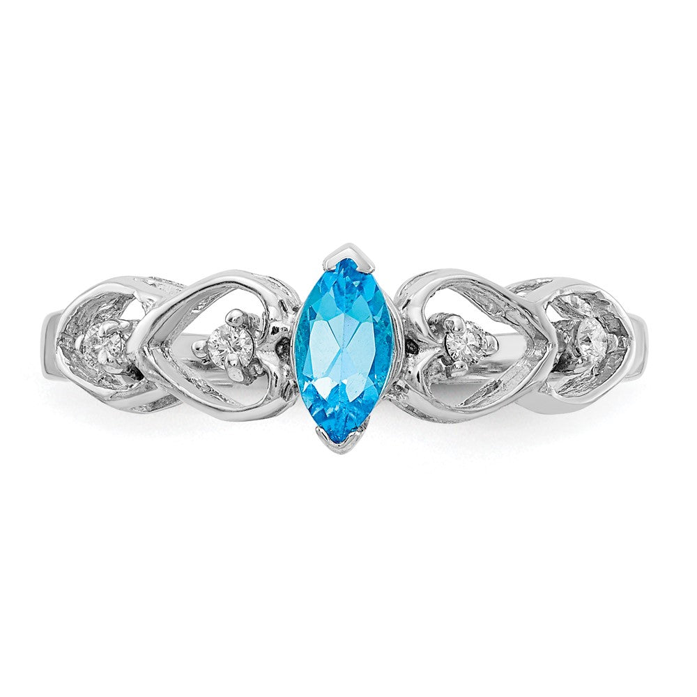 14k White Gold 6x3mm Marquise Blue Topaz A Real Diamond ring