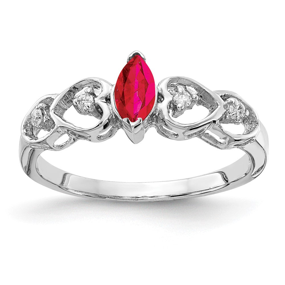 14k White Gold 6x3mm Marquise Ruby A Real Diamond ring