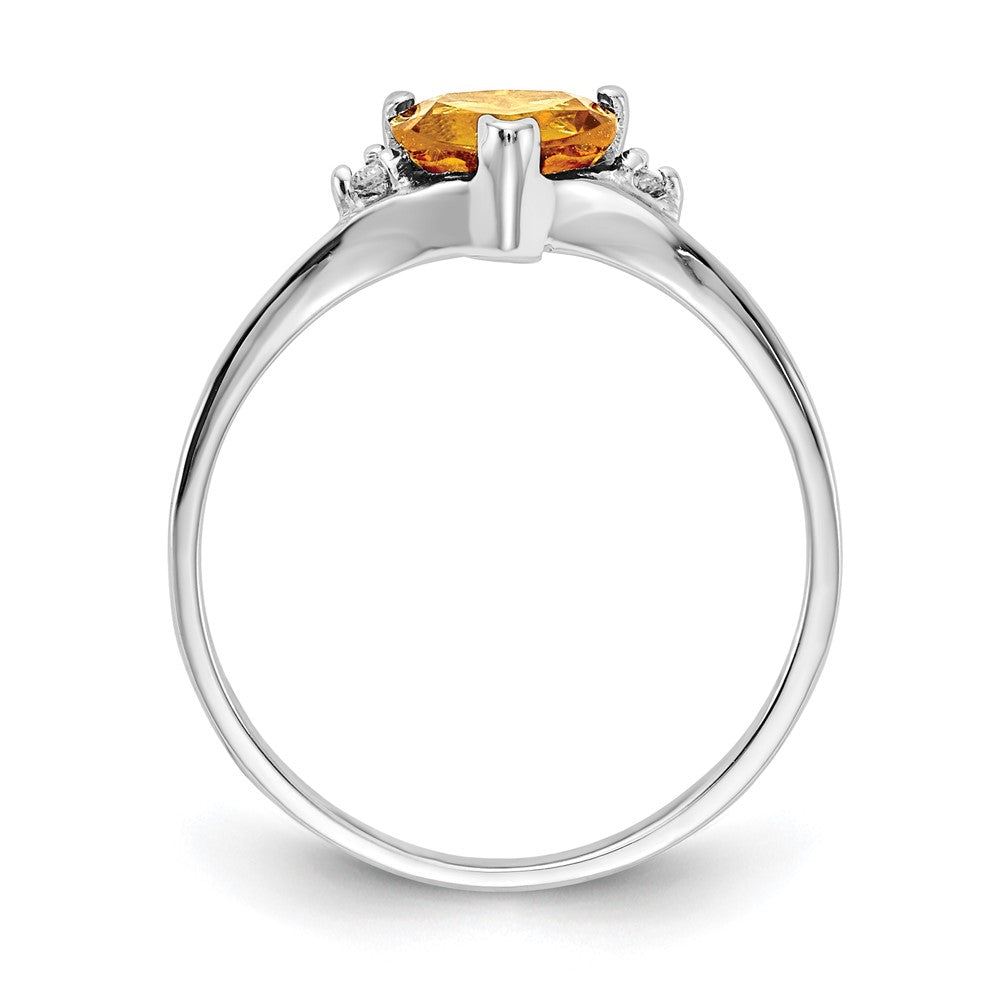 14k White Gold 6mm Heart Citrine VS Real Diamond ring