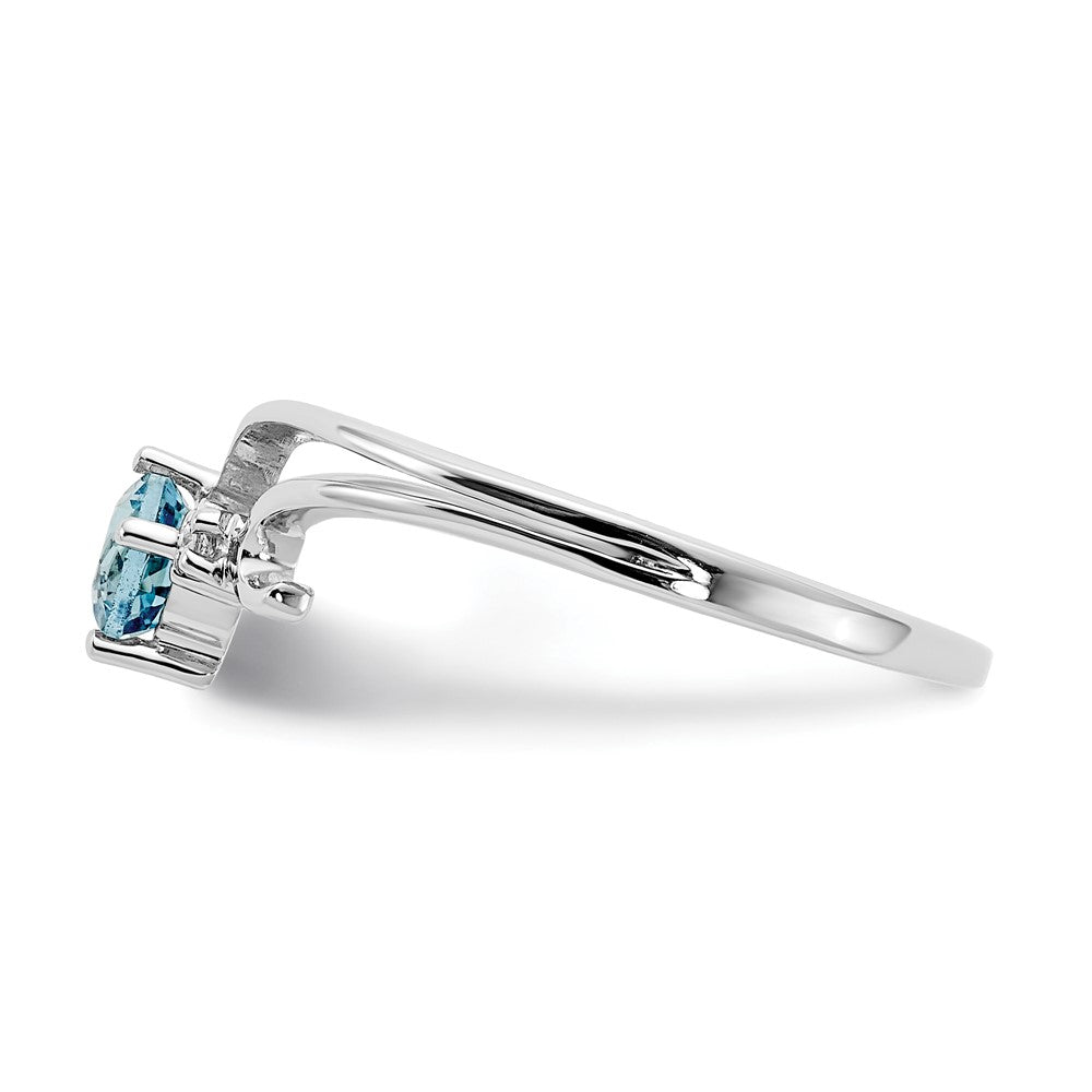 14k White Gold 4mm Blue Topaz VS Real Diamond ring