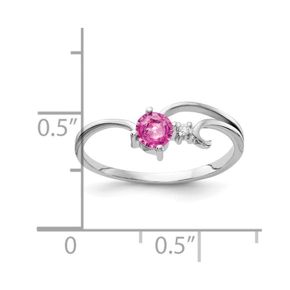 14k White Gold 4mm Pink Sapphire A Real Diamond ring