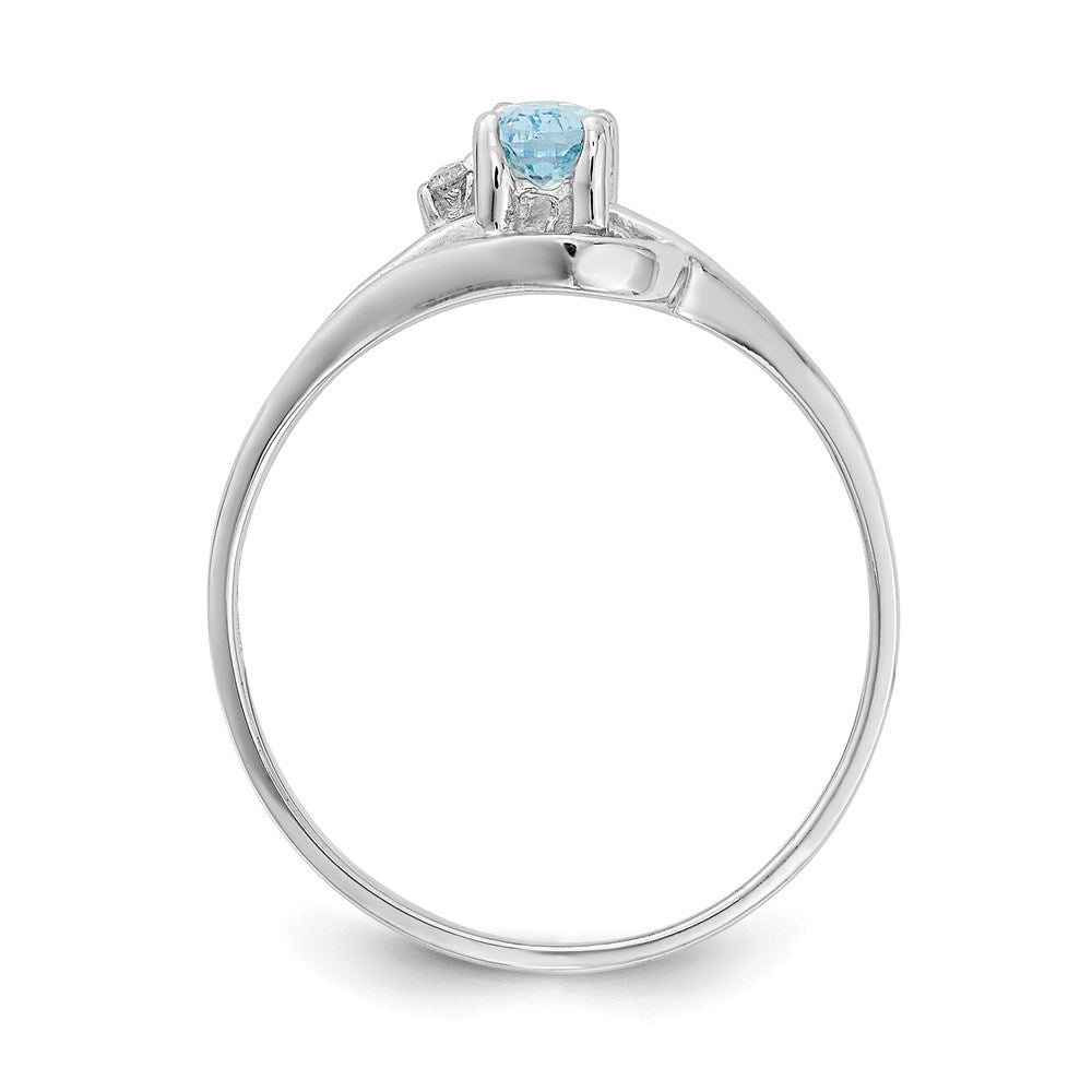 14k White Gold Blue Topaz Real Diamond Ring