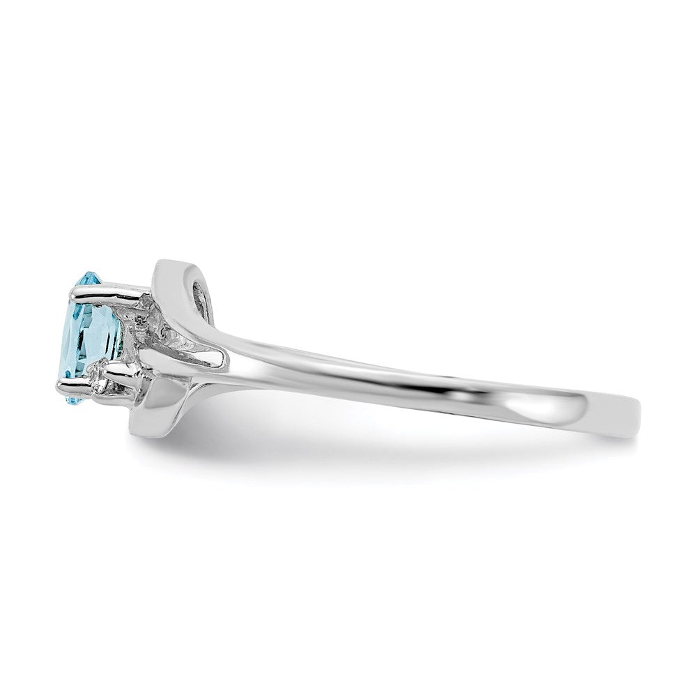 14k White Gold Blue Topaz Real Diamond Ring