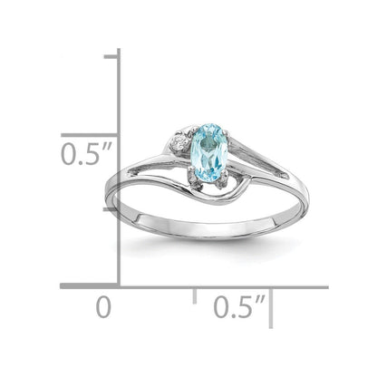 14k White Gold Blue Topaz Real Diamond Ring