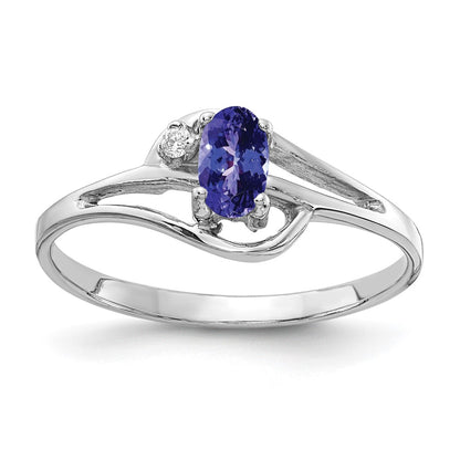 14K White Gold 5X3mm Oval Tanzanite Aa Diamond Ring