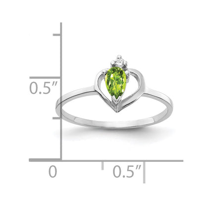 14k White Gold 5x3mm Pear Peridot A Real Diamond ring