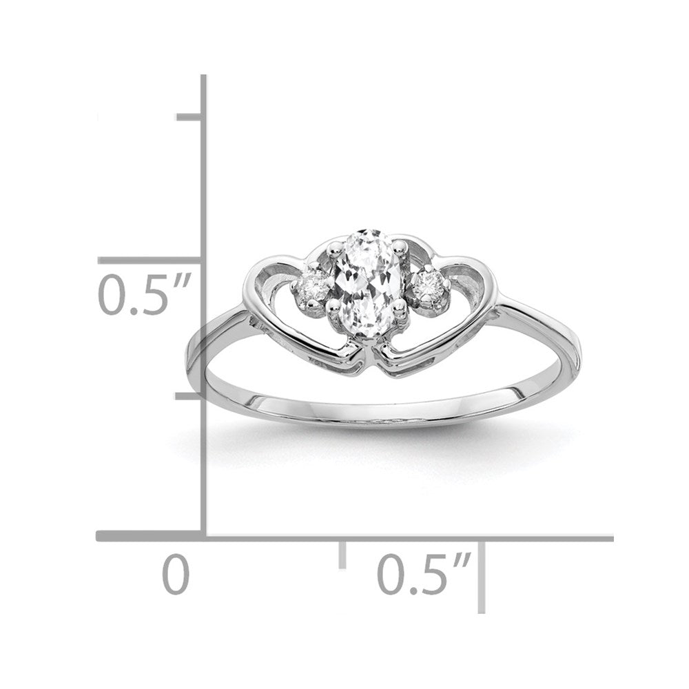14k White Gold 5x3mm Oval Cubic Zirconia AAA Real Diamond ring