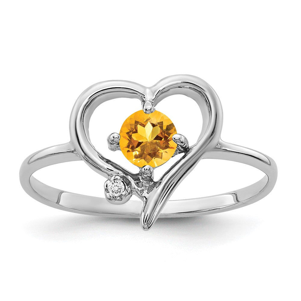 14k White Gold 4mm Citrine VS Real Diamond ring
