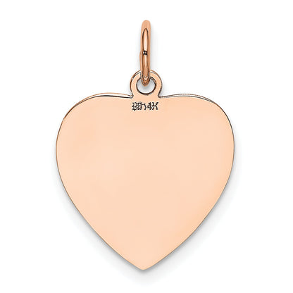 14k Rose Gold 14K Rose Polished Heart Shaped Disc Pendant