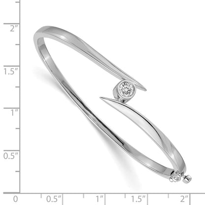 14K White Gold Complete 3/8 Carat A Diamond Hinged Oval Bangle Bracelet