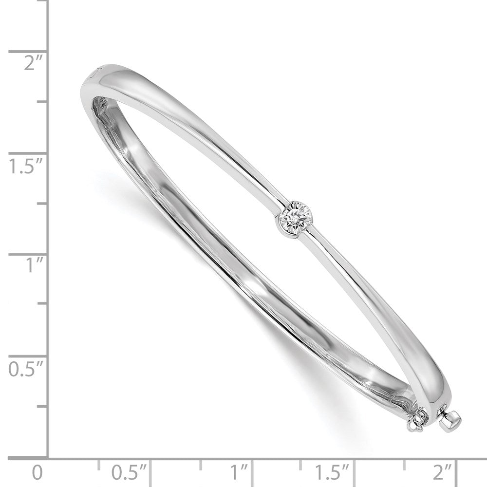 14K White Gold Complete 1/4 Carat Aa Diamond Hinged Oval Bangle Bracelet