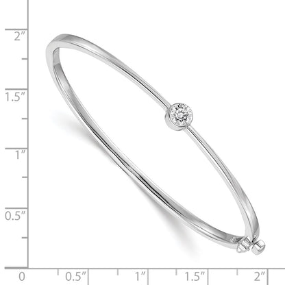 14K White Gold Complete 1/4 Carat A Diamond Hinged Oval Bangle Bracelet