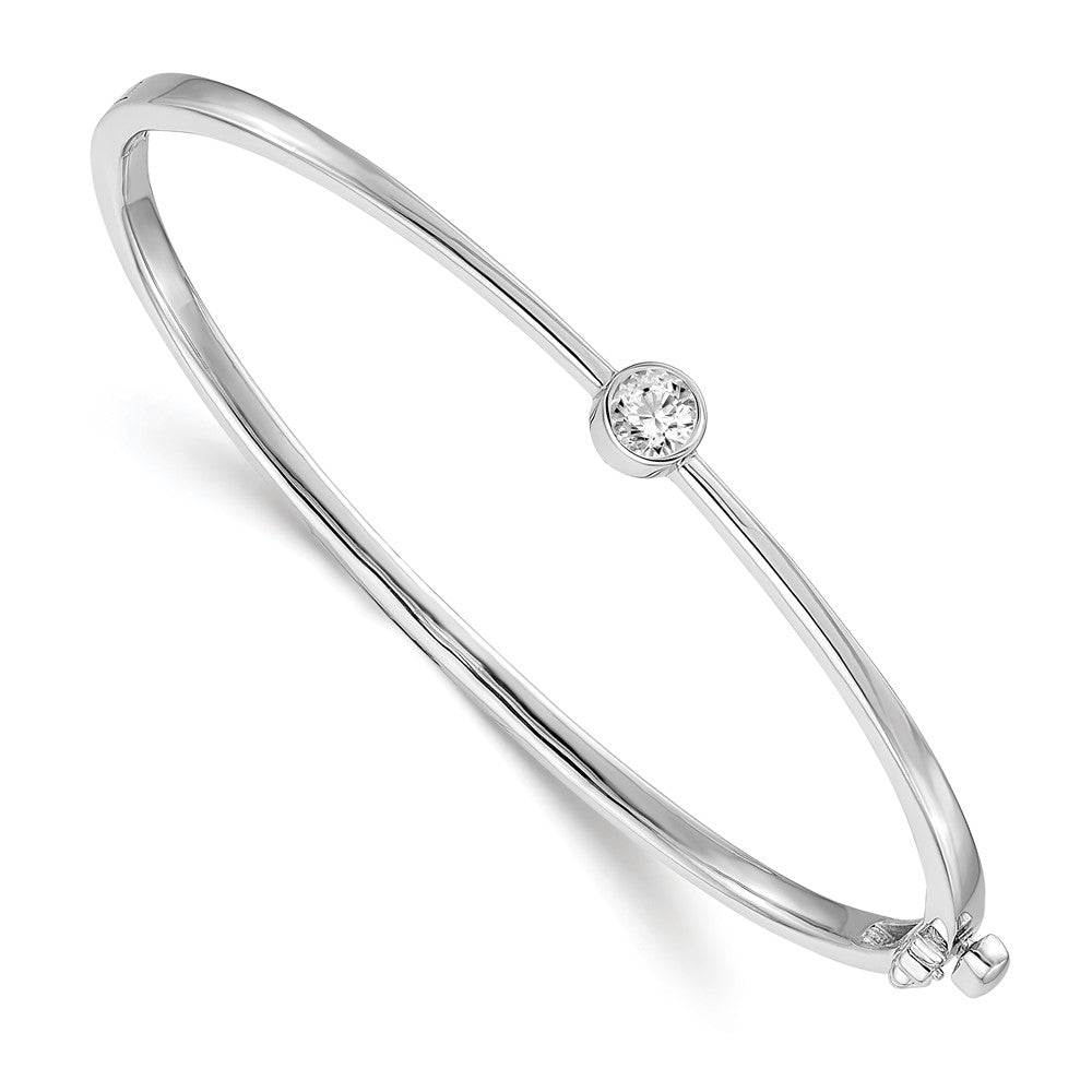 14K White Gold Complete 1/4 Carat A Diamond Hinged Oval Bangle Bracelet