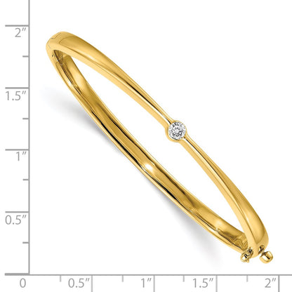 14K Yellow Gold Polished Complete 1/4 Carat Vs Diamond Hinged Oval Bangle Bracelet