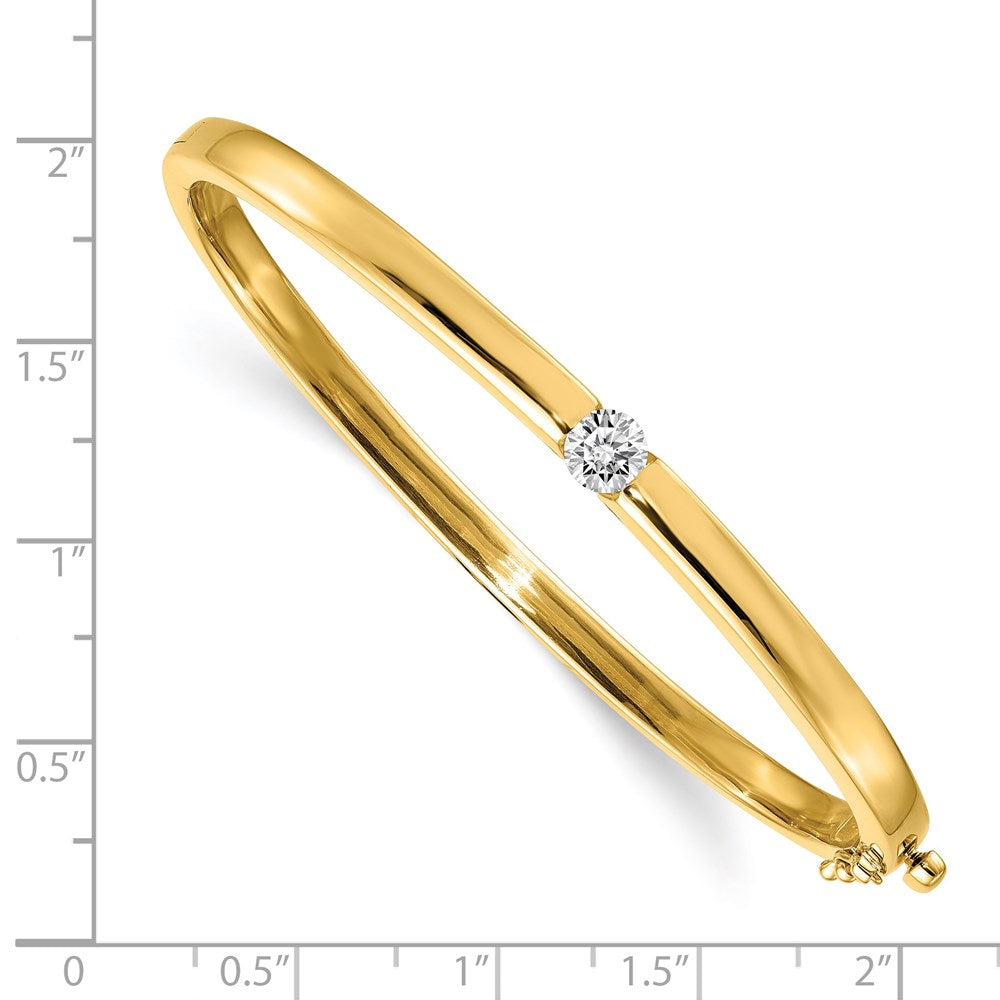 14K Yellow Gold Polished Complete 1/2 Carat Aaa Diamond Hinged Oval Bangle Bracelet