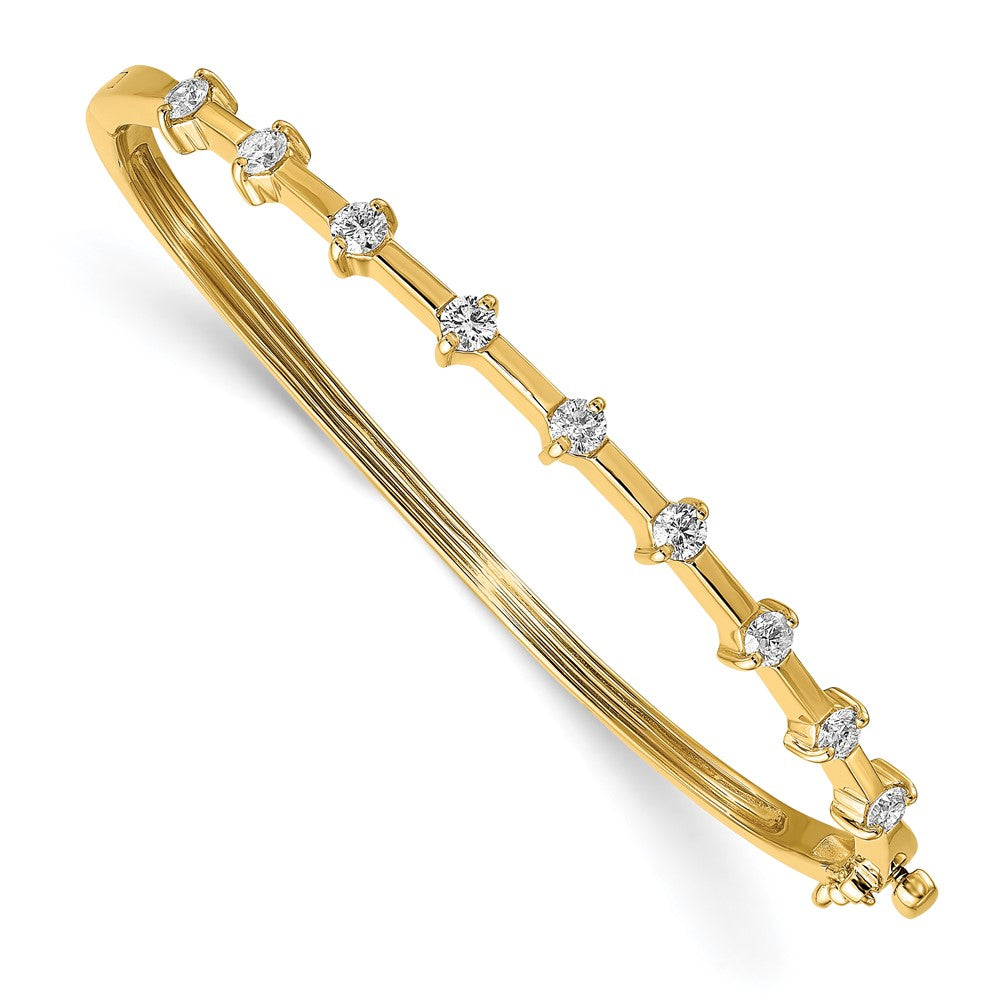 14K Yellow Gold Complete 7/8 Carat Vs Diamond Hinged Oval Bangle Bracelet