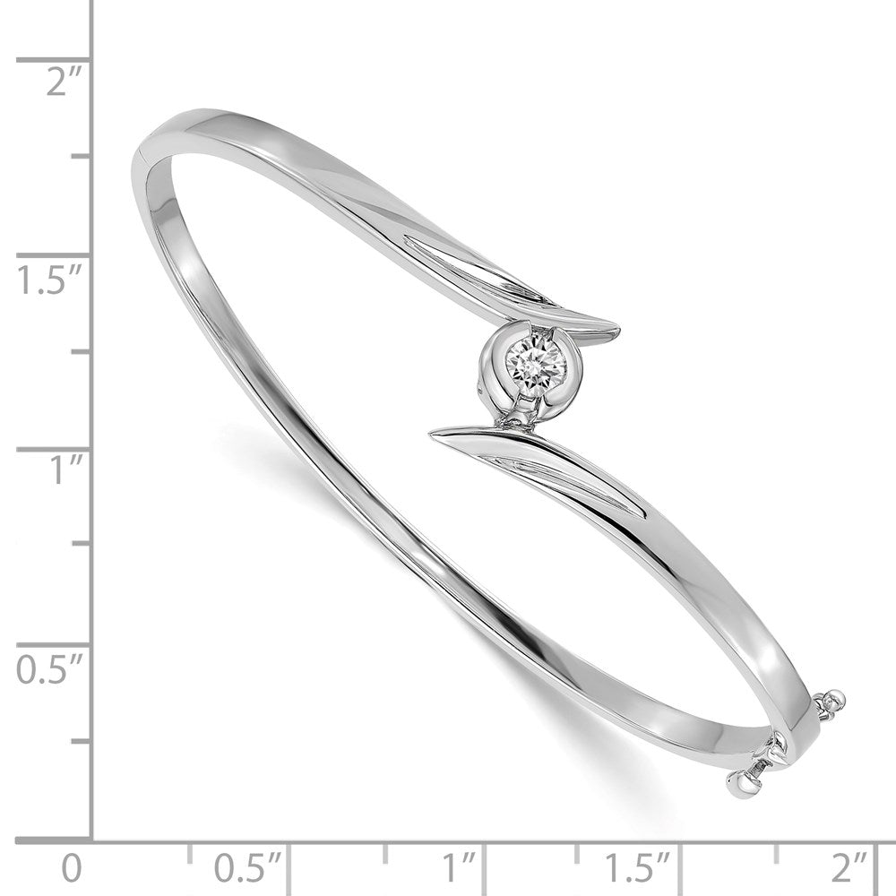 14K White Gold Complete 1/4 Carat Aa Diamond Hinged Oval Bangle Bracelet