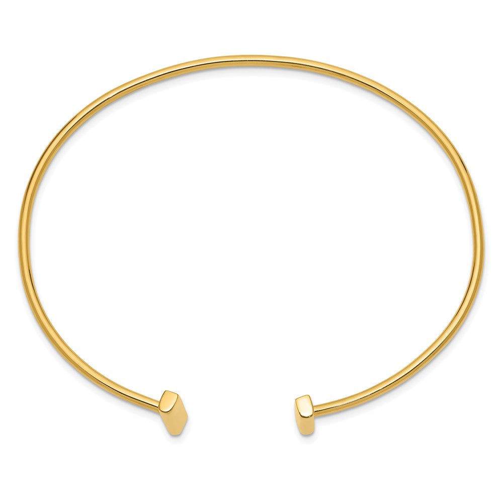 14K Yellow Gold Polished Bar Cuff 2.00mm Flexible Oval Bangle Bracelet