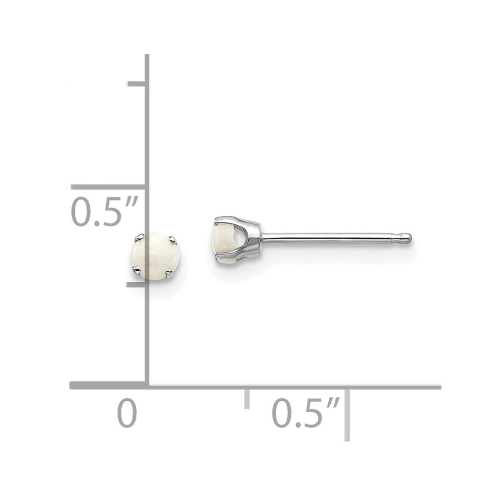14K White Gold 3mm Opal Stud Earrings
