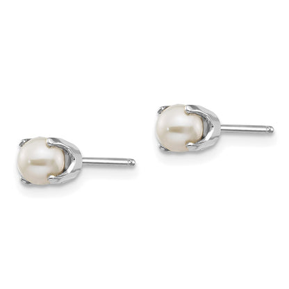 14K White Gold 4mm Fw Cultured Pearl Stud Earrings