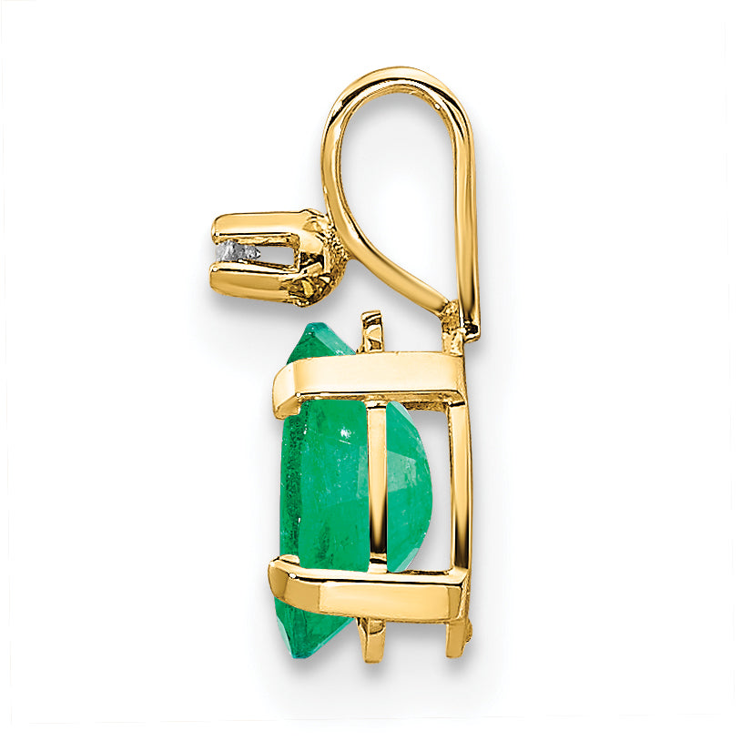 14k Yellow Gold 14k Diamond & Emerald Birthstone Pendant