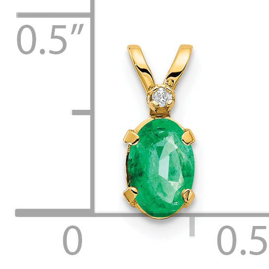 14k Yellow Gold 14k Diamond & Emerald Birthstone Pendant