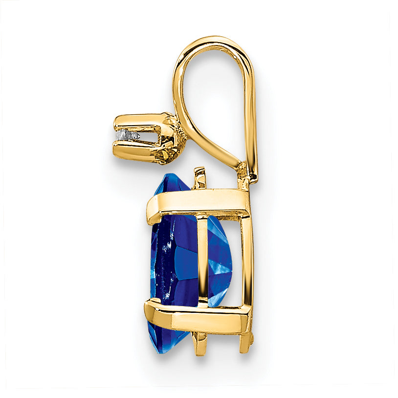 14K Yellow Gold Diamond & Sapphire Birthstone Pendant