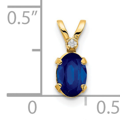 14K Yellow Gold Diamond & Sapphire Birthstone Pendant
