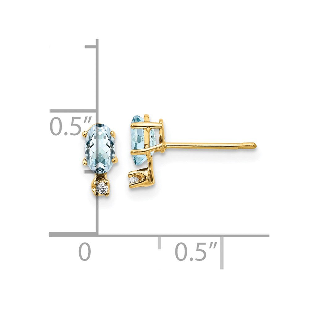 14K Yellow Gold Diamond & Aquamarine Birthstone Earrings