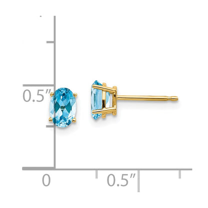 14K Yellow Gold 6X4 Oval December/Blue Topaz Post Earrings