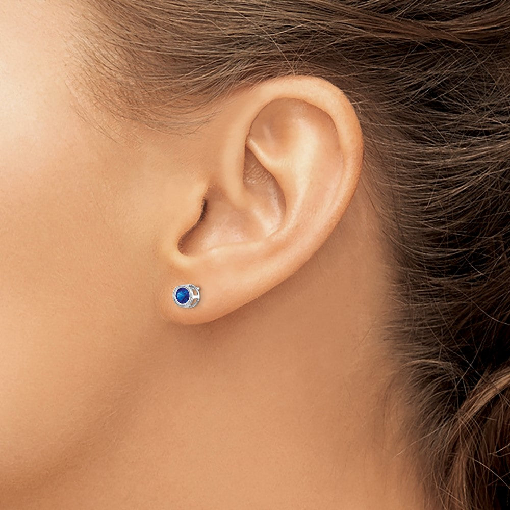 14K White Gold 4mm September Sapphire Earrings