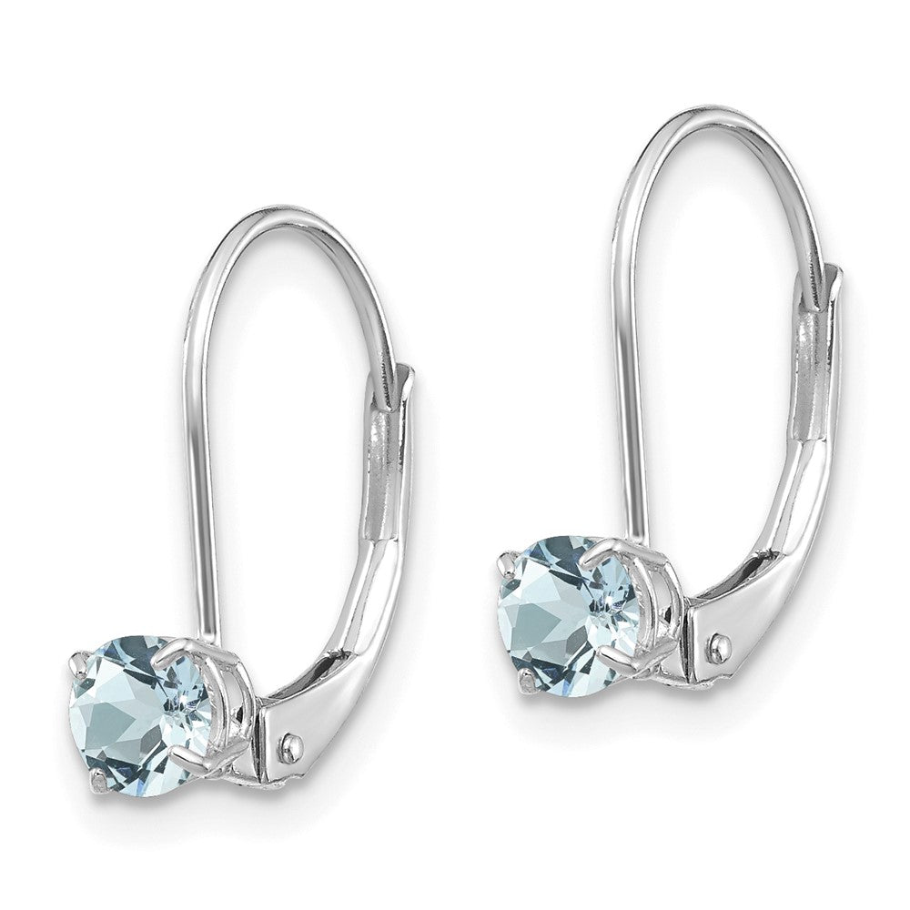 14K White Gold 4mm Aquamarine/March Earrings